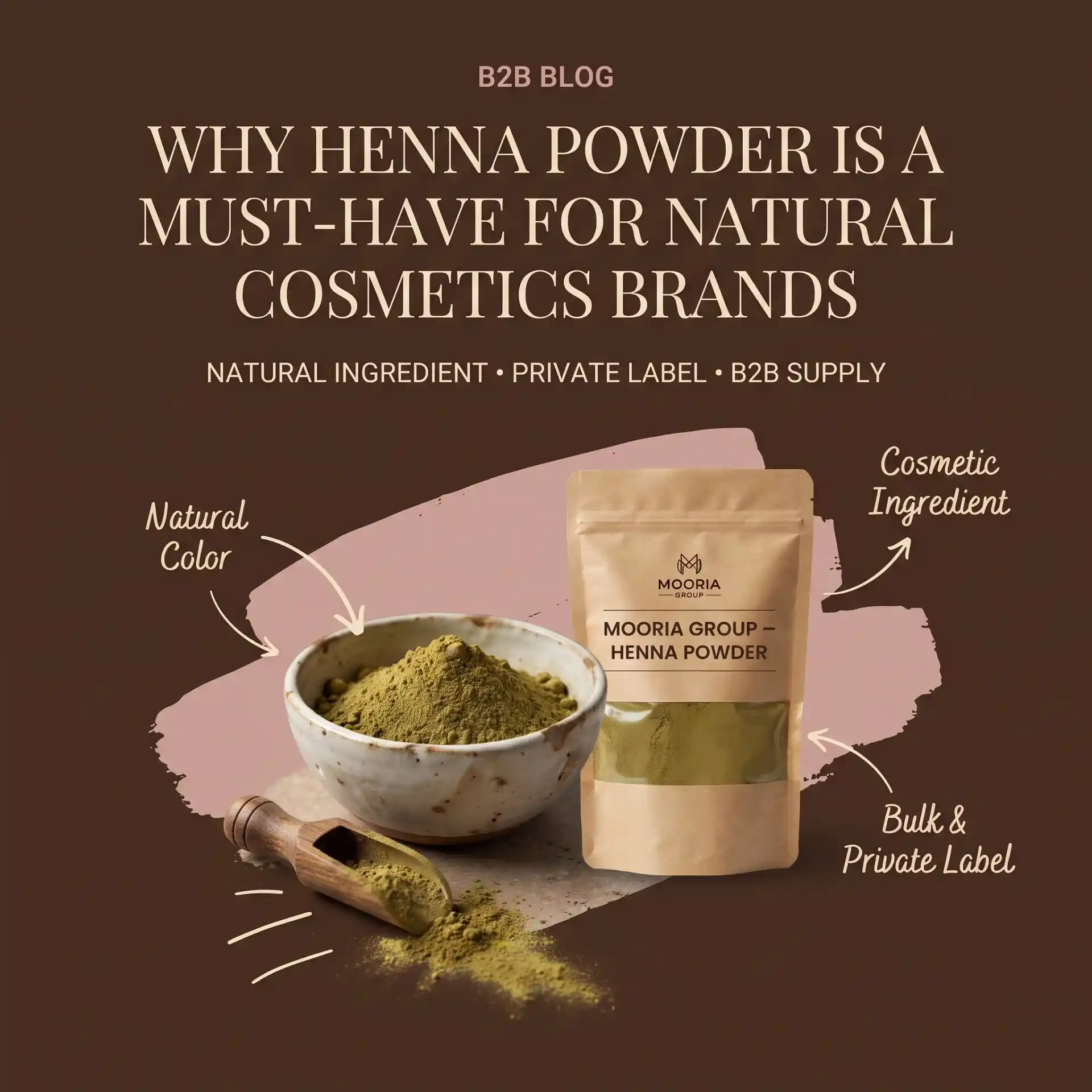 Organic Moroccan henna powder raw cosmetic ingredient Mooria
