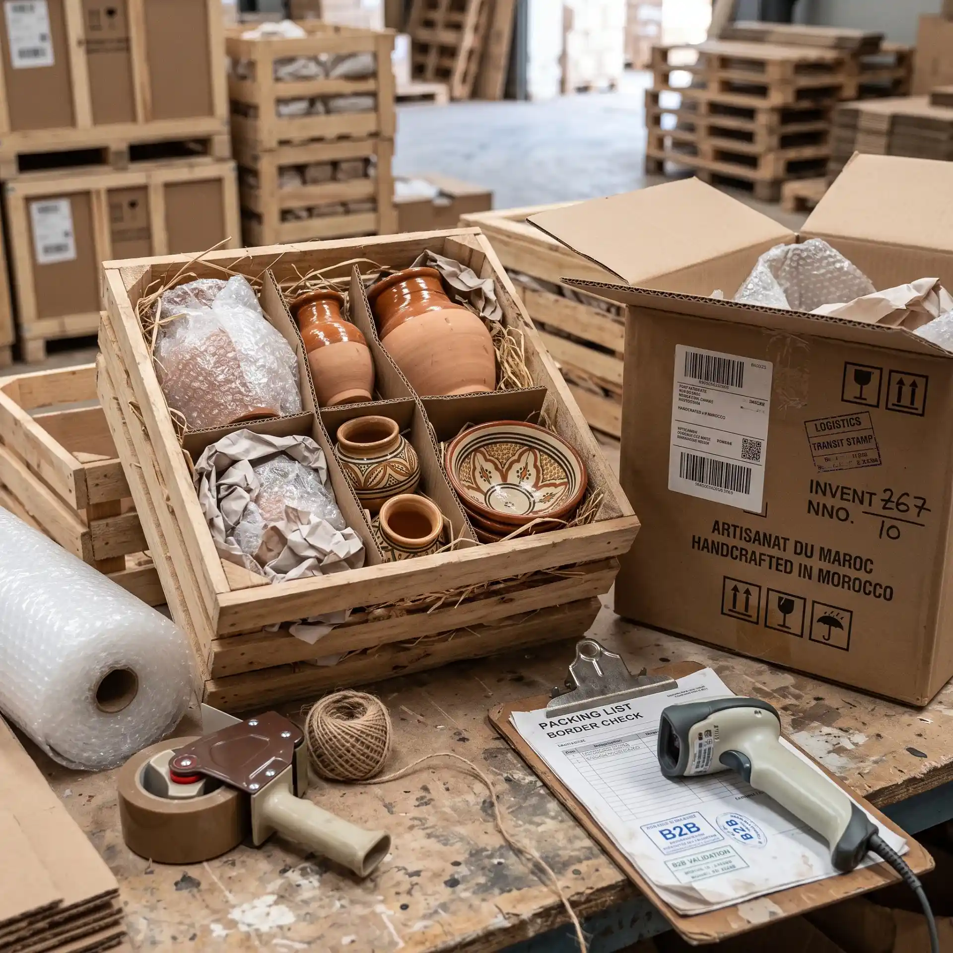 Moroccan furniture crated for sea freight
